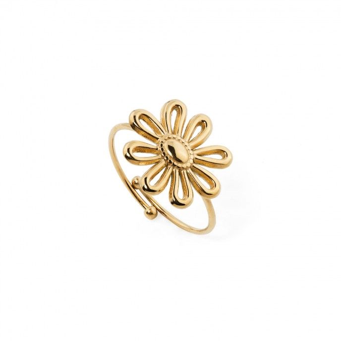 STEEL RING WITH FLOWER