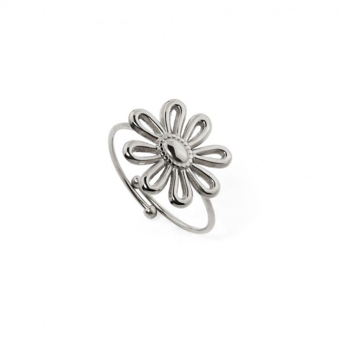 STEEL RING WITH FLOWER