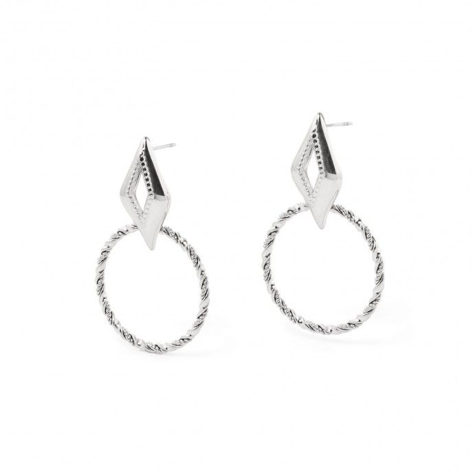 STEEL EARRINGS WITH CIRCLE