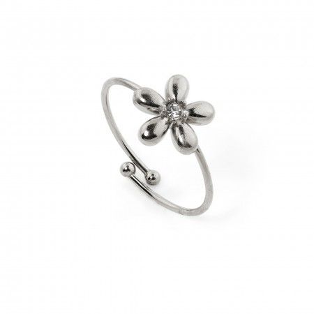 STEEL RING WITH FLOWER