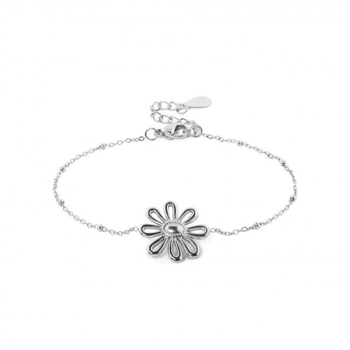 STEEL BRACELET WITH FLOWER