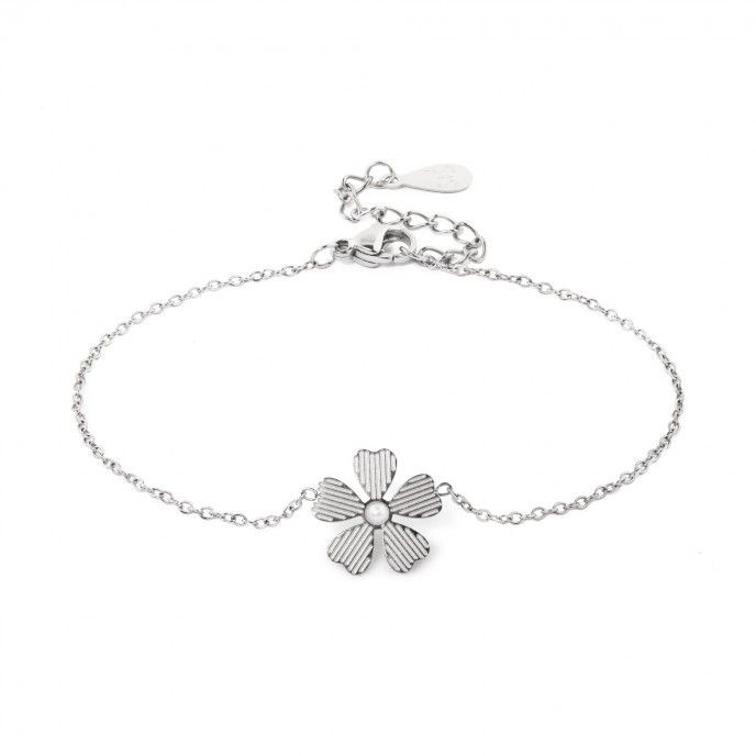 STEEL BRACELET WITH FLOWER