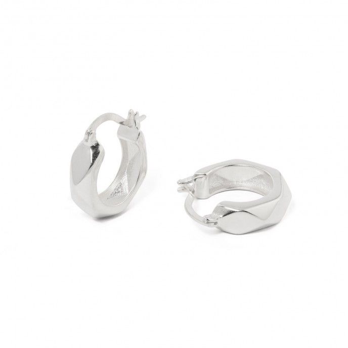 GEOMETRIC SILVER HOOPS