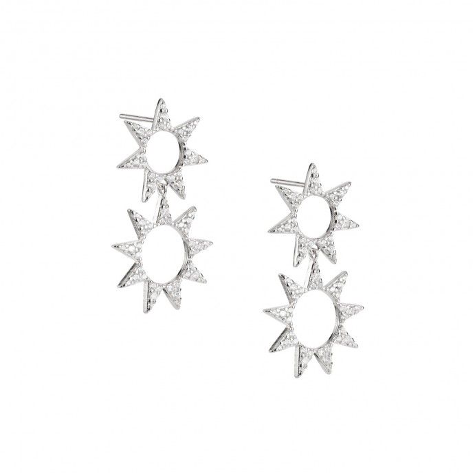 SILVER SHINY SUN EARRINGS