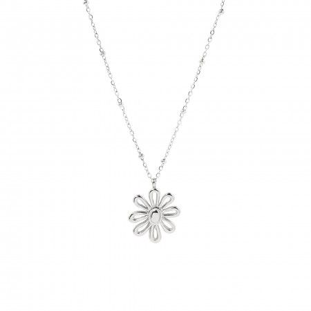 STEEL NECKLACE WITH FLOWER